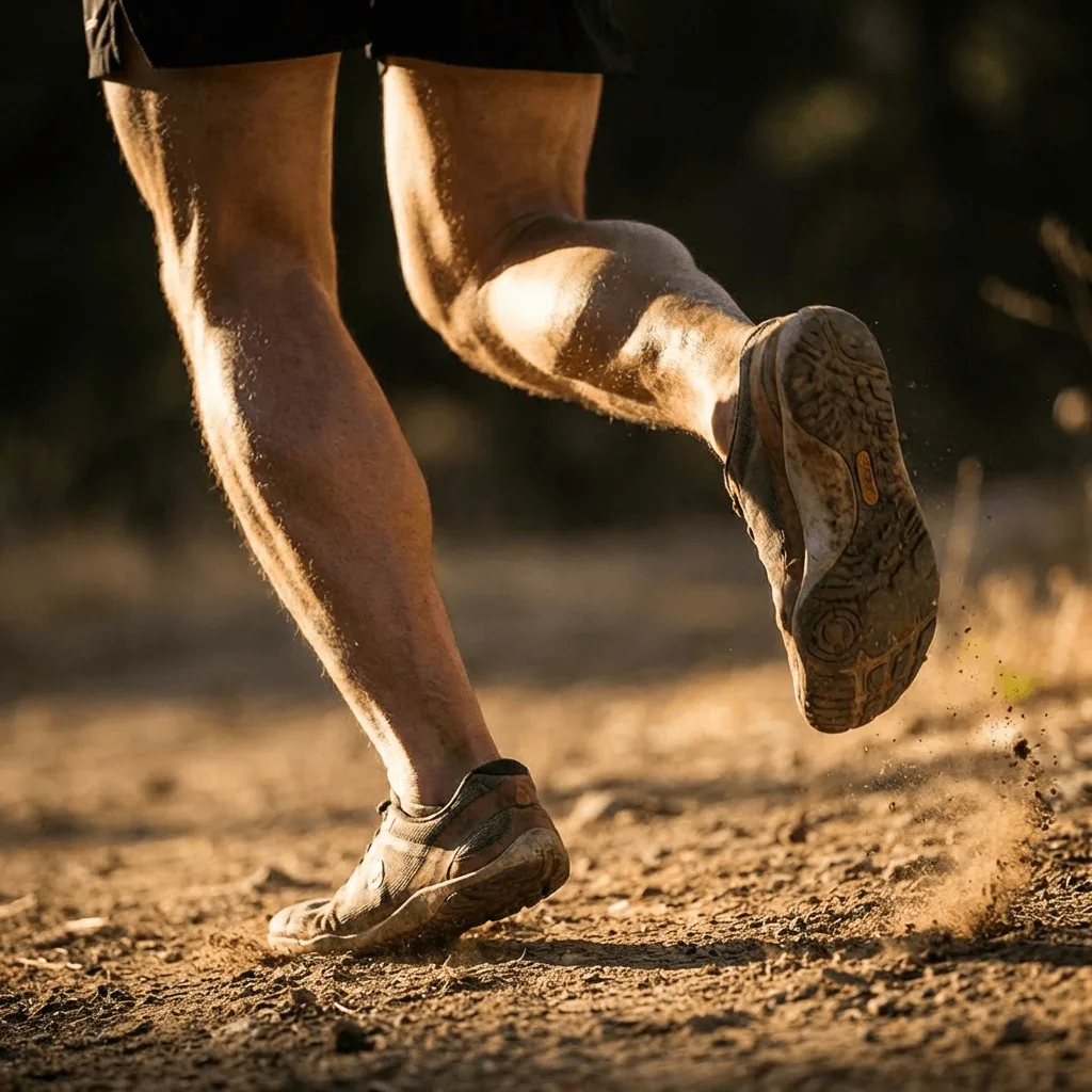 Runner pushing off with powerful Achilles spring